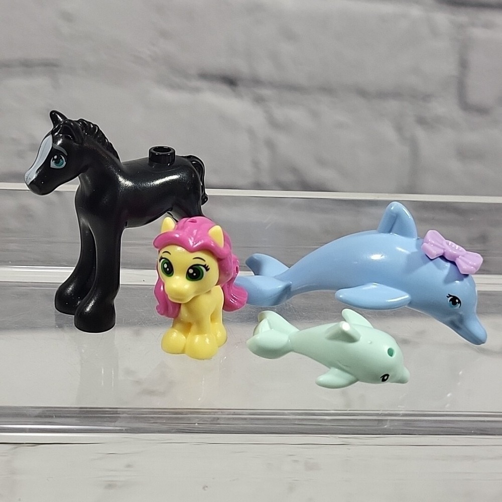 LEGO Mini Figs Figures Animals Dolphins Horse Colt Pony MLP Lot Of 4 Pieces
